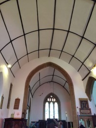 wonky roof at Ruishton Church